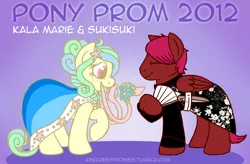 Size: 950x625 | Tagged: artist:aisu-isme, ask the creepy ponies, clothes, derpibooru import, dress, oc, oc:kala marie, oc:sukisuki, pony prom, safe, squid, tentacles, unofficial characters only