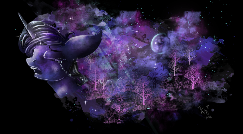 Size: 1800x1000 | Tagged: safe, artist:karmamoonshadow, derpibooru import, princess luna, crying, eyes closed, floppy ears, moon, solo, tree