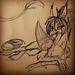 Size: 640x640 | Tagged: safe, artist:sunny way, derpibooru import, oc, oc:sunny way, unofficial characters only, gryphon, cute, feather, instagram, paws, rcf community, sketch, solo, traditional art