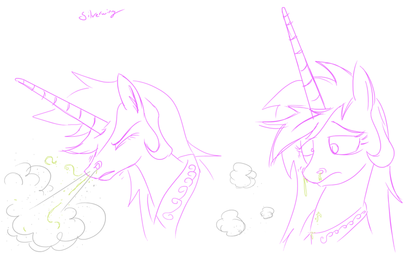 Size: 1024x662 | Tagged: artist:silverwing, derpibooru import, mucus, princess celestia, ruffled hair, safe, sneezing, snot