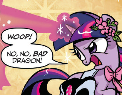 Size: 408x320 | Tagged: artist:brendahickey, bad dragon, beam, comic, derpibooru import, filly, filly twilight sparkle, idw, implied spike, magic, out of context, safe, solo, spoiler:comic, spoiler:comic40, twilight sparkle