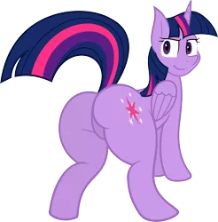 Size: 5902x6000 | Tagged: suggestive, artist:lil miss jay, artist:slb94, derpibooru import, twilight sparkle, twilight sparkle (alicorn), alicorn, pony, absurd resolution, featureless crotch, female, looking at you, looking back, mare, plot, presenting, smirk, solo, solo female, the ass was fat, twibutt