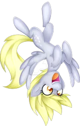 Size: 1024x1599 | Tagged: safe, artist:scarlet-spectrum, derpibooru import, derpy hooves, pegasus, pony, female, flying, happy, mare, simple background, solo, transparent background, upside down, watermark