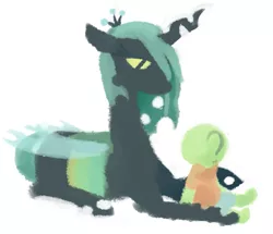 Size: 873x751 | Tagged: artist:nobody, bugmom, derpibooru import, human, kid anon, lineless, mommy chrissy, not salmon, oc, oc:anon, queen chrysalis, safe, wat, wtf