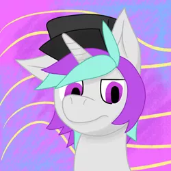 Size: 1000x1000 | Tagged: safe, artist:snap, derpibooru import, oc, unnamed oc, unofficial characters only, pony, unicorn, annoyed, cute, gray, headcanon, miffed, portrait, solo, unamused, vaporwave