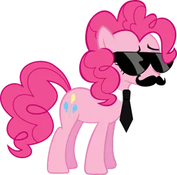 Size: 900x893 | Tagged: artist:l0gun, derpibooru import, moustache, necktie, pinkie pie, safe, simple background, solo, sunglasses, .svg available, swag, transparent background, vector