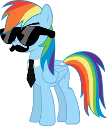 Size: 883x1041 | Tagged: safe, artist:l0gun, derpibooru import, rainbow dash, pegasus, pony, .svg available, earring, mousdash, moustache, necktie, piercing, simple background, solo, sunglasses, swag, transparent background, vector