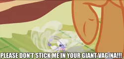 Size: 1144x549 | Tagged: applejack, breezie, caption, derpibooru import, edit, edited screencap, fetish, hellsing ultimate abridged, hub logo, image macro, implied unbirthing, implied vagina, it ain't easy being breezies, meme, screencap, suggestive, teamfourstar, the hub, underhoof, wtf