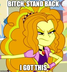 Size: 500x536 | Tagged: safe, artist:noobiestbrony, derpibooru import, screencap, adagio dazzle, equestria girls, angry, image macro, meme, vulgar