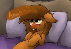 Size: 1280x879 | Tagged: suggestive, artist:marsminer, derpibooru import, oc, oc:venus spring, unofficial characters only, ahegao, blushing, cute, dialogue, floppy ears, moaning, open mouth, orgasm, tongue out