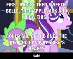 Size: 504x405 | Tagged: artist needed, safe, derpibooru import, spike, starlight glimmer, spoiler:s06, female, male, meme, photo caption, shipping, sparlight, straight