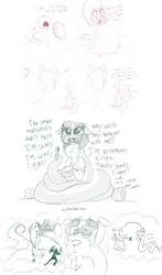Size: 1222x2078 | Tagged: artist:whydomenhavenipples, comfort eating, comforting, comic, crying, cute, derpibooru import, dialogue, disappointed, fight, food, ice cream, oc, oc:anon, oc:tija, original species, sad, sadorable, safe, shield, snake, snake pony, snek, sweat, sword, tail hold, treasure, unofficial characters only, weapon
