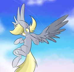 Size: 1349x1300 | Tagged: safe, artist:skylinetoaster, derpibooru import, derpy hooves, pegasus, pony, female, flying, looking at you, mare, missing cutie mark, reaching out, solo