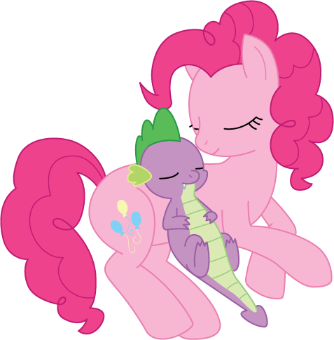 Size: 477x485 | Tagged: artist:nekoni-chan, cute, derpibooru import, eyes closed, female, male, mama pinkie, maternal instinct, motherly, nuzzling, pinkie pie, pinkiespike, romance, safe, shipping, sleeping, spike, spikelove, straight