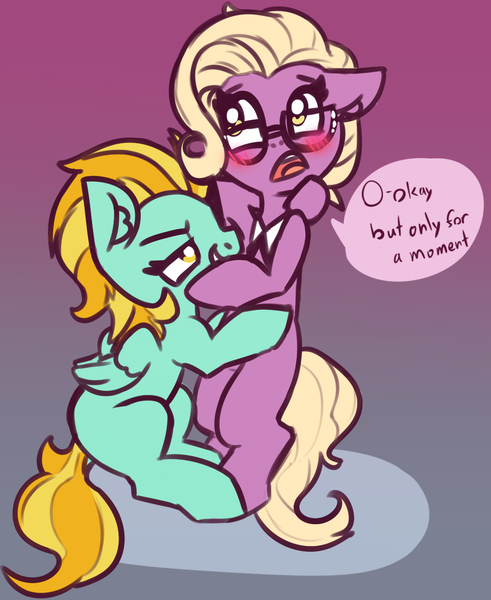 Size: 1082x1322 | Tagged: questionable, artist:ratiodaze, derpibooru import, grace manewitz, lightning dust, pony, armpit fetish, armpits, bipedal, blushing, crack shipping, dialogue, ear fluff, female, females only, glasses, grace manewitz is an armpit slut, gradient background, heart eyes, lesbian, mare, missing cutie mark, nuzzling, open mouth, shipping, simple background, smiling, speech bubble, wingding eyes