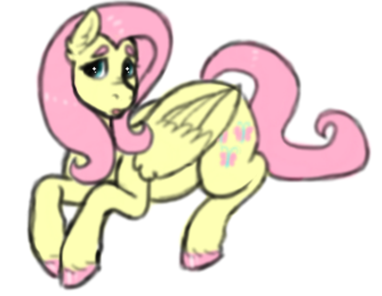 Size: 2366x1832 | Tagged: safe, artist:graffiti, derpibooru import, fluttershy, pegasus, pony, colored hooves, ear fluff, eye shimmer, prone, solo