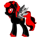 Size: 140x140 | Tagged: amputee, augmented, derpibooru import, donut steel, edgy, oc, oc:shadow destruction, picture for breezies, pony creator, prosthetic limb, prosthetics, prosthetic wing, red and black oc, safe, unofficial characters only