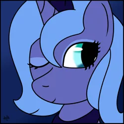 Size: 700x700 | Tagged: safe, artist:spritepony, derpibooru import, princess luna, pony, portrait, solo, wink, woona