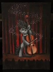 Size: 1280x1730 | Tagged: acrylic painting, artist:horseez, cello, derpibooru import, musical instrument, octavia melody, painting, safe, solo, stage, traditional art