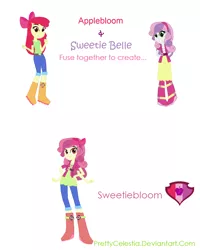 Size: 1020x1278 | Tagged: safe, artist:prettycelestia, derpibooru import, apple bloom, sweetie belle, equestria girls, fusion, gem fusion, multiple arms, simple background, steven universe, white background