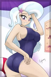 Size: 4245x6339 | Tagged: absurd resolution, armpits, artist:thebrokencog, ass, big breasts, bikini, blushing, boobs and butt pose, breasts, busty trixie, butt, clothes, derpibooru import, erect nipples, female, human, humanized, looking at you, nipple outline, nudity, one-piece swimsuit, sexy, smiling, solo, solo female, stupid sexy trixie, suggestive, swimsuit, the great and powerful ass, trixie
