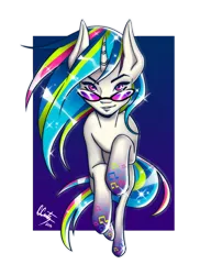 Size: 1024x1409 | Tagged: safe, artist:linaprime, derpibooru import, vinyl scratch, human facial structure, rainbow power, rainbow power-ified, solo