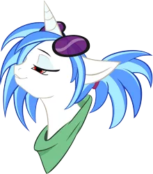 Size: 2640x3000 | Tagged: safe, artist:alcesmire, derpibooru import, vinyl scratch, pony, unicorn, alternate hairstyle, bust, female, floppy ears, horn, mare, portrait, simple background, solo, sunglasses, teeth, transparent background, vector