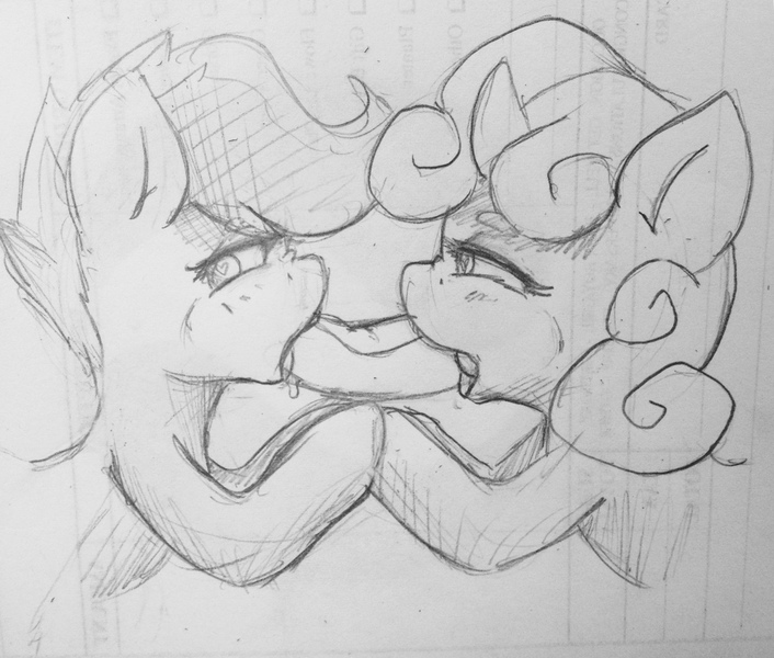 Size: 1280x1088 | Tagged: artist:taps, burrito, derpibooru import, food, not porn, pencil drawing, questionable, scootaloo, sweetie belle, traditional art