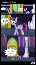 Size: 5000x8935 | Tagged: safe, artist:e-49, derpibooru import, twilight sparkle, twilight sparkle (alicorn), alicorn, pony, absurd resolution, comic, female, language, lego, mare, ouch, stepping on a lego, vector, vulgar