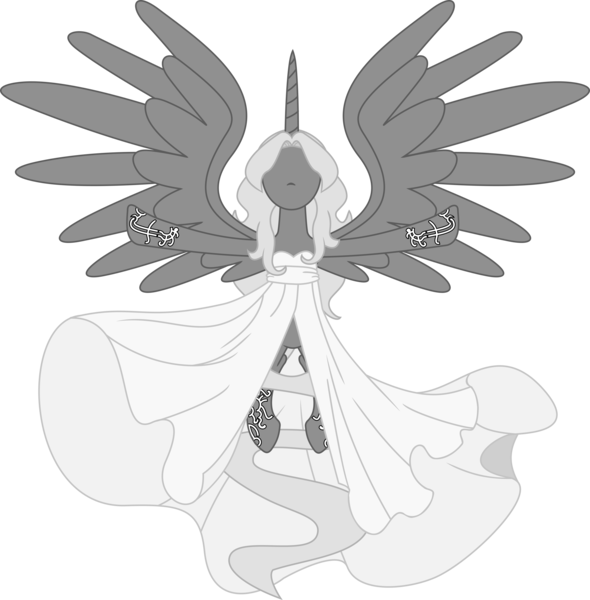 Size: 5000x5082 | Tagged: safe, artist:princeofrage, derpibooru import, ponified, alicorn, pony, absurd resolution, grey hair, monochrome, mortis ghost, no face, off, simple background, solo, transparent background, vader eloha