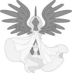 Size: 5000x5082 | Tagged: safe, artist:princeofrage, derpibooru import, ponified, alicorn, pony, absurd resolution, grey hair, monochrome, mortis ghost, no face, off, simple background, solo, transparent background, vader eloha