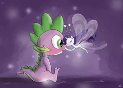 Size: 1024x730 | Tagged: safe, artist:loreto-arts, derpibooru import, rarity, spike, breezie, blushing, breeziefied, female, heart eyes, male, nose kiss, rarbreez, shipping, sparity, species swap, straight, wingding eyes