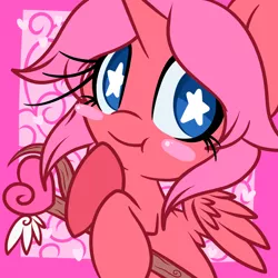 Size: 1500x1500 | Tagged: safe, artist:starlightlore, derpibooru import, oc, oc:cherry bloom, unofficial characters only, alicorn, pony, :t, alicorn oc, blushing, cute, solo, starry eyes, wingding eyes