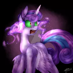 Size: 1024x1024 | Tagged: artist:yupinapegasus, dark magic, derpibooru import, evil, evil flurry heart, frown, glowing eyes, king sombra, magic, open mouth, princess flurry heart, safe, solo, sombra eyes, spoiler:s06, watermark, wide eyes