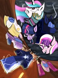 Size: 1600x2133 | Tagged: safe, artist:mxcoriginal, derpibooru import, princess cadance, princess celestia, princess luna, twilight sparkle, twilight sparkle (alicorn), alicorn, pony, alicorn tetrarchy, crossover, f-zero, female, mare, video game