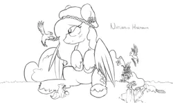 Size: 2000x1194 | Tagged: artist:woonasart, derpibooru import, flower, fluttershy, grayscale, hippie, monochrome, nature, oc, safe, sketch, solo