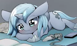 Size: 1024x619 | Tagged: artist:skippy_the_moon, controller, derpibooru import, filly, gamer luna, gamer woona, princess luna, prone, safe, solo, woona