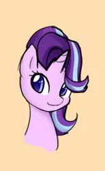 Size: 395x642 | Tagged: safe, artist:potzm, derpibooru import, edit, starlight glimmer, pony, unicorn, spoiler:s06, cropped, cute, female, glimmerbetes, hair over one eye, mare, new hairstyle, smiling, solo