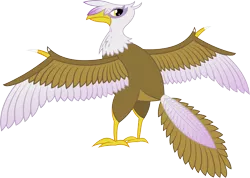 Size: 2559x1826 | Tagged: archaeopteryx, artist:plone, bird, derpibooru import, female, gilda, looking over shoulder, prehistoric, safe, solo, species swap, spread wings, wing claws, wings
