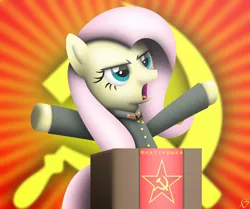 Size: 3000x2510 | Tagged: artist:facelesssoles, communism, derpibooru import, fluttershy, podium, russian, safe, solo