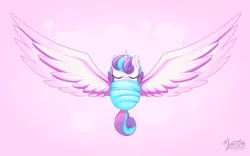 Size: 2560x1600 | Tagged: safe, artist:mysticalpha, derpibooru import, princess flurry heart, pony, the crystalling, baby, baby alicorn, baby blanket, baby flurry heart, baby pony, blanket, blanket burrito, cute, cute baby, dawwww, eyes closed, flurrybetes, impossibly large wings, infant, infant flurry heart, newborn, newborn baby, newborn infant, sleeping, solo, spread wings, swaddled, swaddled baby, weapons-grade cute, wrapped snugly