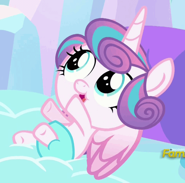 Size: 957x948 | Tagged: animated, cute, derpibooru import, diaper, flurrybetes, gif, loop, on back, open mouth, pouting, princess flurry heart, safe, screencap, smiling, solo, the crystalling