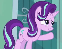 Size: 699x559 | Tagged: safe, derpibooru import, screencap, starlight glimmer, pony, unicorn, the crystalling, animated, cute, female, frown, glimmerbetes, knocking, loop, mare, nose wrinkle, raised hoof, scrunchy face, solo, worried