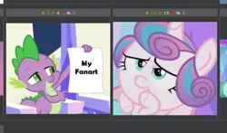 Size: 546x321 | Tagged: derpibooru, derpibooru import, edit, edited screencap, exploitable meme, faic, forced meme, juxtaposition, juxtaposition win, meme, meta, princess flurry heart, safe, screencap, spike, spike holding a paper, the crystalling