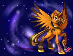 Size: 3850x2975 | Tagged: safe, artist:ladypixelheart, derpibooru import, oc, oc:sphinx, unofficial characters only, alicorn, pony, ankh, galaxy, jewelry, stars