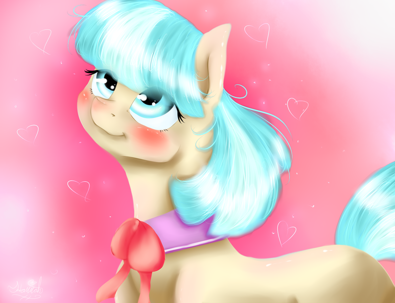 Size: 1524x1168 | Tagged: artist:fanaticpanda, blushing, coco pommel, cute, derpibooru import, heart, looking up, missing accessory, safe, solo