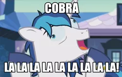 Size: 1232x785 | Tagged: safe, derpibooru import, edit, edited screencap, screencap, shining armor, cobra, pony, the crystalling, cobra la, cocaine is a hell of a drug, drugs, g.i. joe, image macro, male, meme, meth, rolling, serpentor, solo, stallion