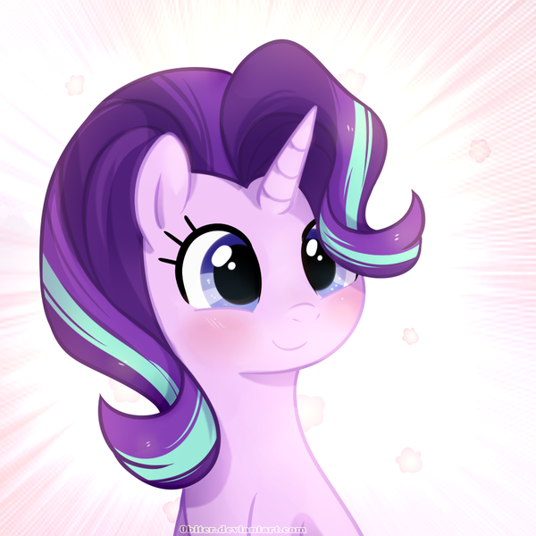 Size: 1000x1000 | Tagged: dead source, safe, artist:0biter, derpibooru import, starlight glimmer, pony, unicorn, the crystalling, blushing, cute, daaaaaaaaaaaw, glimmerbetes, horn, smiling, solo, weapons-grade cute