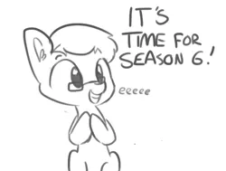 Size: 570x432 | Tagged: safe, artist:tjpones, derpibooru import, oc, oc:tjpones, unofficial characters only, earth pony, pony, black and white, ear fluff, eeee, grayscale, grin, male, monochrome, simple background, sitting, smiling, solo, stallion, white background