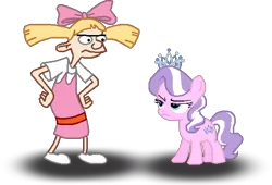 Size: 545x371 | Tagged: artist:toonalexsora007, crossover, derpibooru import, diamond tiara, helga g pataki, helga pataki, hey arnold, safe, shadow, simple background, transparent background